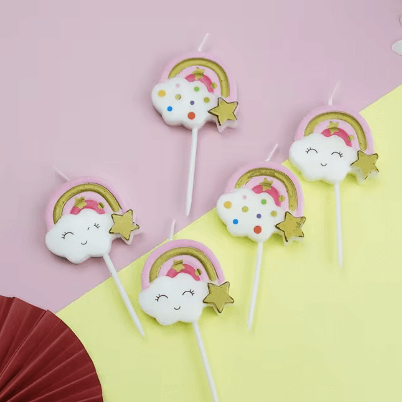 x5 Rainbow Cloud Birthday Candles - Winterberries