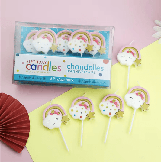 x5 Rainbow Cloud Birthday Candles - Winterberries