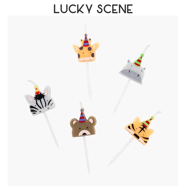 x5 Party Hat Animal Candles - Winterberries