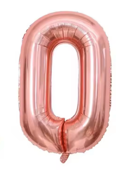40" CHAMPAGNE ROSÉ NUMBER '0' DEFLATED FOIL BALLOON - Winterberries