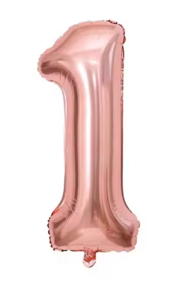 40" CHAMPAGNE ROSÉ NUMBER '1' DEFLATED FOIL BALLOON - Winterberries
