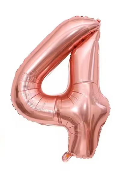 40" CHAMPAGNE ROSÉ NUMBER '4' DEFLATED FOIL BALLOON - Winterberries