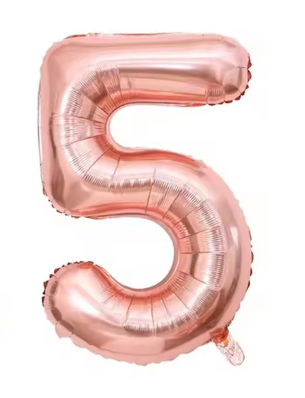 40" CHAMPAGNE ROSÉ NUMBER '5' DEFLATED FOIL BALLOON - Winterberries
