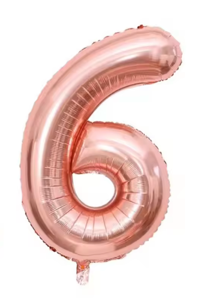 40" CHAMPAGNE ROSÉ NUMBER '6' DEFLATED FOIL BALLOON - Winterberries