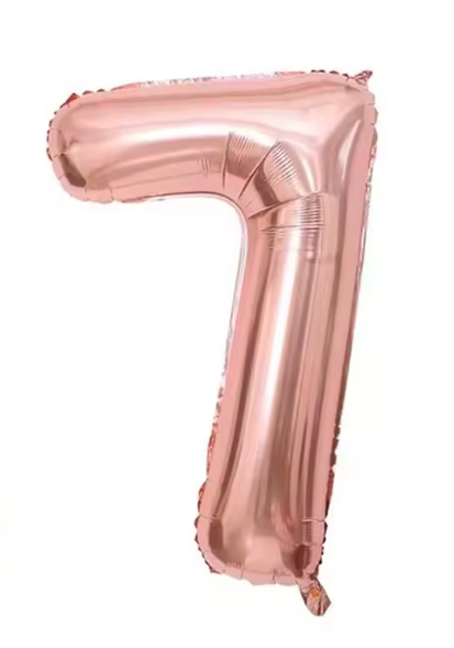 40" CHAMPAGNE ROSÉ NUMBER '7' DEFLATED FOIL BALLOON - Winterberries