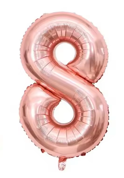40" CHAMPAGNE ROSÉ NUMBER '8' DEFLATED FOIL BALLOON - Winterberries