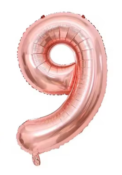 40" CHAMPAGNE ROSÉ NUMBER '9' DEFLATED FOIL BALLOON - Winterberries