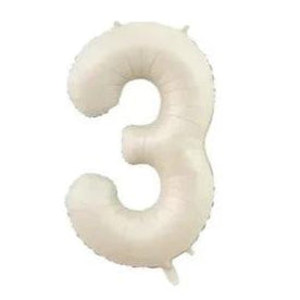 40" CREAM NUMBER '3' DEFLATED FOIL BALLOON - Winterberries