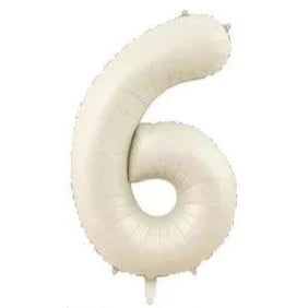40" CREAM NUMBER '6' DEFLATED FOIL BALLOON - Winterberries
