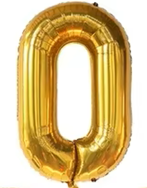40" GOLD NUMBER '0' DEFLATED FOIL BALLOON - Winterberries