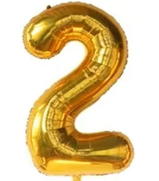 40" GOLD NUMBER '2' DEFLATED FOIL BALLOON - Winterberries