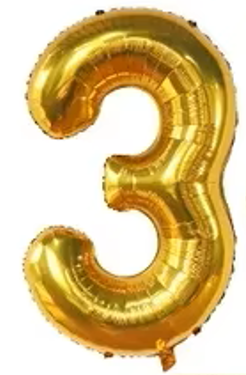 40" GOLD NUMBER '3' DEFLATED FOIL BALLOON - Winterberries