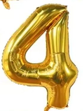 40" GOLD NUMBER '4' DEFLATED FOIL BALLOON - Winterberries