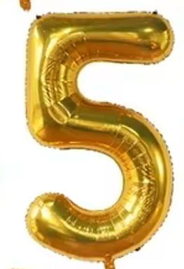 40" GOLD NUMBER '5' DEFLATED FOIL BALLOON - Winterberries
