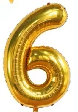 40" GOLD NUMBER '6' DEFLATED FOIL BALLOON - Winterberries