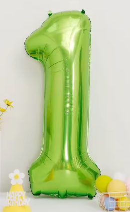 40" LIME GREEN NUMBER '1' DEFLATED FOIL BALLOON - Winterberries