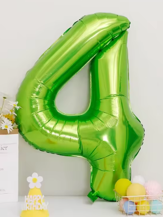 40" LIME GREEN NUMBER '4' DEFLATED FOIL BALLOON - Winterberries