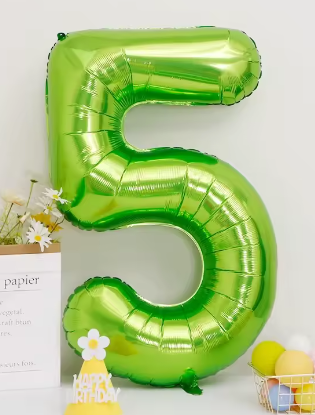 40" LIME GREEN NUMBER '5' DEFLATED FOIL BALLOON - Winterberries