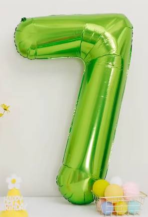 40" LIME GREEN NUMBER '7' DEFLATED FOIL BALLOON - Winterberries