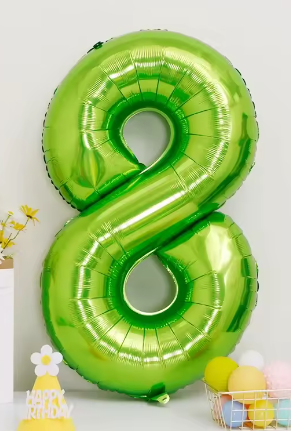 40" LIME GREEN NUMBER '8' DEFLATED FOIL BALLOON - Winterberries