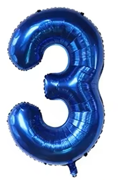 40" NAVY NUMBER '3' DEFLATED FOIL BALLOON - Winterberries
