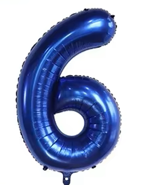 40" NAVY NUMBER '6' DEFLATED FOIL BALLON - Winterberries