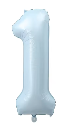 40" PASTEL BLUE NUMBER '1' DEFLATED FOIL BALLOON - Winterberries