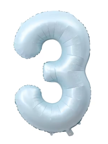 40" PASTEL BLUE NUMBER '3' DEFLATED FOIL BALLOON - Winterberries