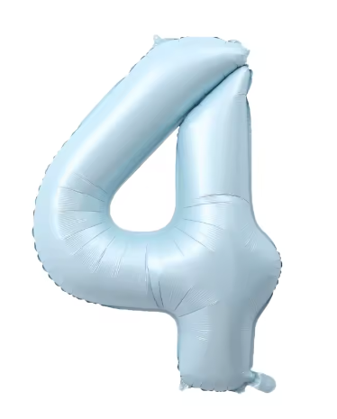 40" PASTEL BLUE NUMBER '4' DEFLATED FOIL BALLOON - Winterberries