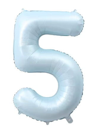 40" PASTEL BLUE NUMBER '5' DEFLATED FOIL BALLOON - Winterberries