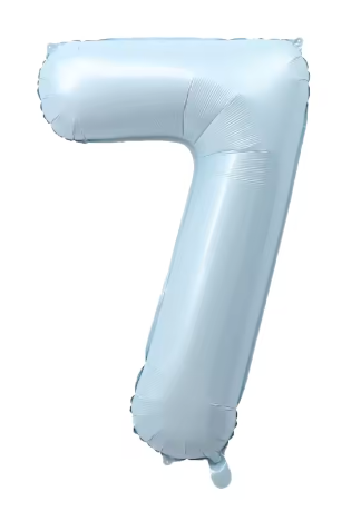 40" PASTEL BLUE NUMBER '7' DEFLATED FOIL BALLOON - Winterberries