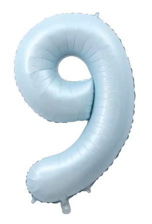 40" PASTEL BLUE NUMBER '9' DEFLATED FOIL BALLOON - Winterberries