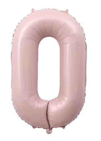 40" PASTEL PINK NUMBER '0' DEFLATED FOIL BALLOON - Winterberries