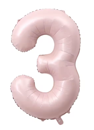 40" PASTEL PINK NUMBER '3' DEFLATED FOIL BALLOON - Winterberries