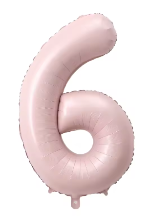 40" PASTEL PINK NUMBER '6' DEFLATED FOIL BALLOON - Winterberries