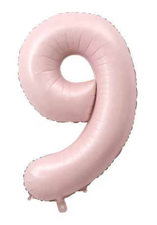 40" PASTEL PINK NUMBER '9' DEFLATED FOIL BALLOON - Winterberries