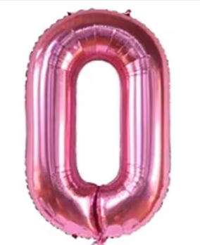 40" ROSY PINK NUMBER '0' DEFLATED FOIL BALLOON - Winterberries