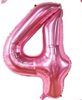 40" ROSY PINK NUMBER '4' DEFLATED FOIL BALLOON - Winterberries