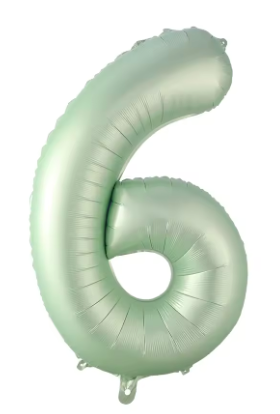 40" SAGE NUMBER '6' DEFLATED FOIL BALLOON - Winterberries