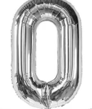 40" SILVER NUMBER '0' DEFLATED FOIL BALLOON - Winterberries
