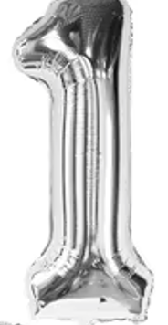 40" SILVER NUMBER '1' DEFLATED FOIL BALLOON - Winterberries