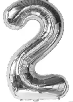 40" SILVER NUMBER '2' DEFLATED FOIL BALLOON - Winterberries