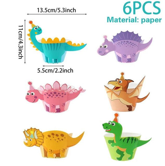 x6 Dinosaur Cupcake Wraps - Winterberries