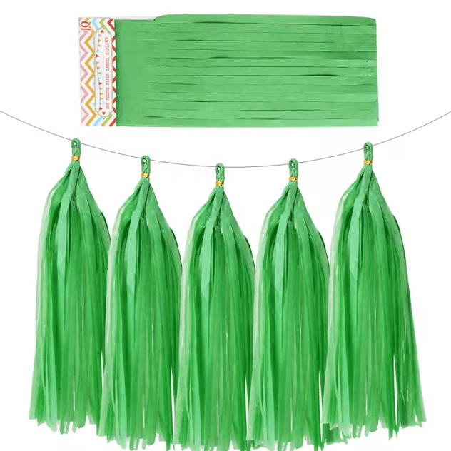 x5 Green Tissue Paper Tassels Garland - Winterberries