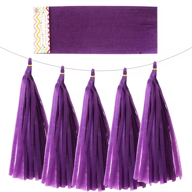 x5 Purple Tissue Paper Tassels Garland - Winterberries
