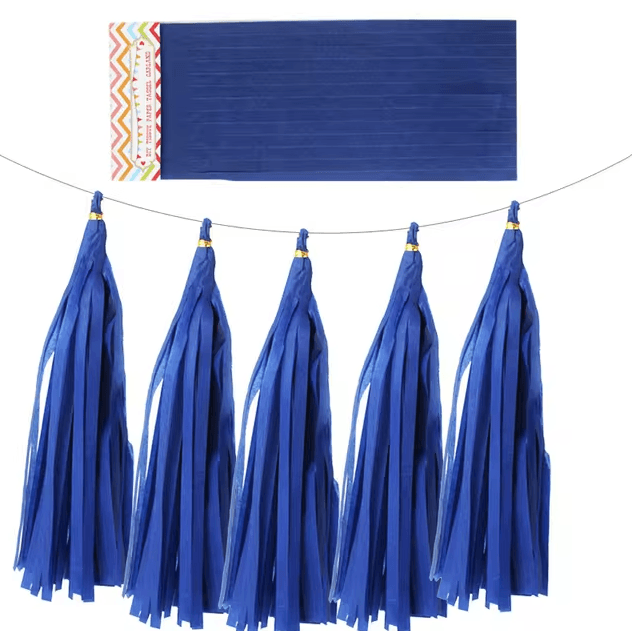 x5 Royal Blue Tissue Paper Tassels Garland - Winterberries
