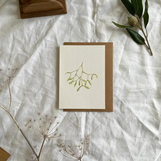 Botanical Illustration Mistletoe Christmas Card - Winterberries