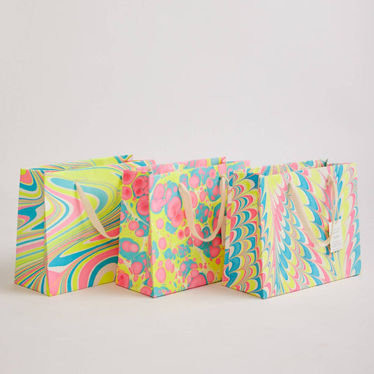 x1 Hand Marbled Gift Bags (Medium) - Neon - Winterberries