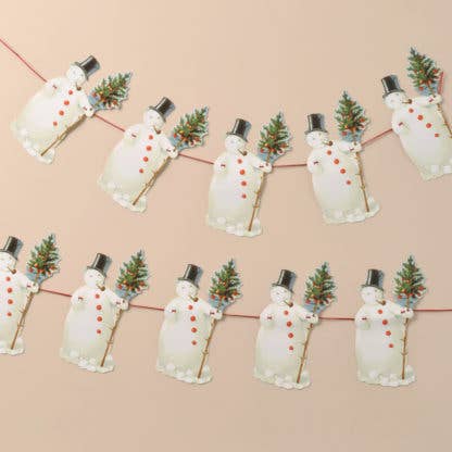 DIE-CUT SNOWMAN CHRISTMAS PAPER GARLAND - Winterberries