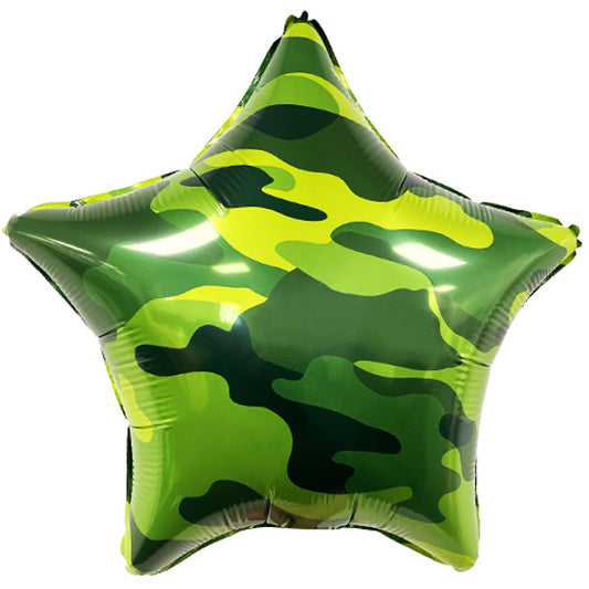18" CAMOUFLAGE STAR DEFLATED FOIL BALLOON - Winterberries